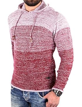 Reslad Strickpullover Herren Colorblock Kapuzen-Pullover Hoodie RS-3108