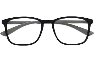 OPULIZE Max Gafas de Lectura - Marco Rectangular Clásico Grande - Negro Mate con Brazos Grises - Unisex Hombres Mujeres - Bisagras de Resorte - R78-1 - +1.50