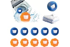 WUMZIRA Atrapa pelos lavadora, 10 Piezas Pelusas Lavadora Bola de Lavado, bolas atrapa pelos para lavadora, Reutilizable Atrapa Pelos de Lavadora, Recoge pelos mascotas (Azul & naranja)