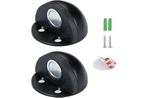 BIGCHEER Fermaporta Magnetico autoadesivo per ​Parete o Paviment, Fermaporta in Acciaio Inox, Evita che la porta colpisca il muro,Uso Casa e Ufficio (2 pezzi Nero)