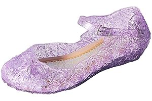 YouKD Girl's Princess Cosplay Shoes Dress Up Shoes Crystal Sandals Jelly Shoes for Halloween Carnival Birthday Party Fits Kids 2-13 Years
