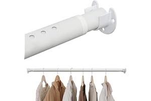 FASTDEPLE Wardrobe Rail, 40 to 212 CM Clothes Rail, Extendable Wardrobe Hanging Rail, Heavy Duty Wardrobe Pole Clothes Hanging Rail for Wardrobe, Cabinet, Cupboard