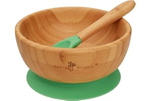 Just Bamboo ® Baby and Toddler Suction Bowl Set for Feeding and Weaning | Outstanding Suction | Bamboo Baby Suction Bowls with Matching Spoon Set from 6 Months