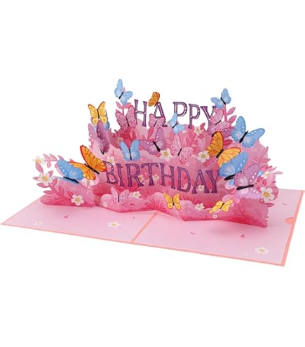Gosknor Pop Up Happy Birthday Card, Delicate Butterfly Flowers 3D Greeting Card Pop Up Gift Box With Envelope For Female Women Daughter Mom Sister Niece Friends Ladies - View #11