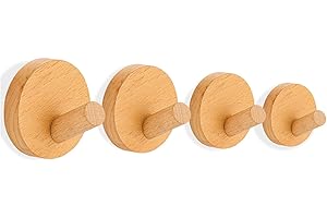 Ryvera 4 Piezas Perchero Madera Pared, Ganchos Percheros de Madera, Colgadores Pared, Perchero Pared Madera, Wooden Wall Hooks para Pared, Cocina, Sala de Estar, Dormitorio, Pasillo, Ropa, Sombreros