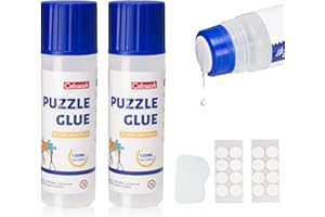 Celawork Puzzle Glue for 3000-6000 Pieces Puzzles, Non-Toxic PVA Transparent Puzzle Glue, Quick Drying, with Dot glue, Practical Accessory for Hanging Puzzles (120 ML×2)