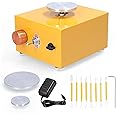 bibox labs Yellow Tommy Mini Electric Pottery Wheel Machine, Wheel Dia 10Cm, 6.5Cm, 5Cm, Variable Speed With Tool Set | Perfect Birtday Gift, Artists, Students, Home Decor (Yellow)