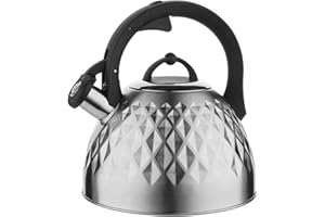 FLORINA Bollitore Acqua (2,5 l) I Bollitore da Fornello FENNY SATIN I Bollitore con Manico in Bachelite I Antigraffio I Bollitore per Fornelli a Induzione, Gas, Elettrici I Colore: Argento