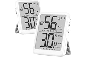 Antonki 2 Pack Room Thermometer Small Hygrometer Indoor Humidity Monitor Sensor, Digital Temperature and Humidity Meter Gauge for Home, Baby Nursery, Reptile, Greenhouse - Battery Included