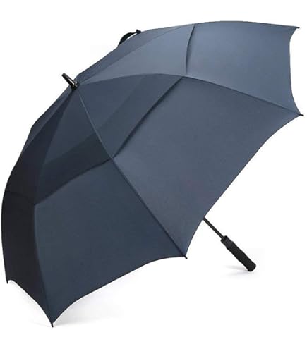 KUMIAO Golfschirm XXXL 180cm - Business Stockschirm Doppelt Winddicht, 200cm Übergröße, Schwarz
