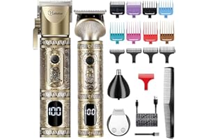 Hatteker Professional Hair Cutter Kit Tondeuse à Barbe Hommes Coupe De Cheveux Sans Fil Rasoir Coupe De Cheveux T - Blade Tondeuse Nasal Tondeuse Beauty Kit