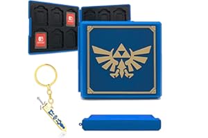 doepeBAE Custodia per Carte di Gioco per Nintendo Switch, Porta Carte da Gioco Quadrato, Custodia Rigida Portatile e Sottile con 12 Slot per Schede, con Portachiavi Regalo Spada (Zelda Blue)