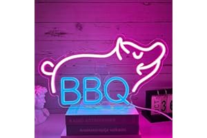 PILOYINDE Targa per barbecue al neon, rosa, per barbecue, decorazione da parete, per barbecue, luce al neon, alimentata tramite USB, adatta per barbecue, decorazione per feste