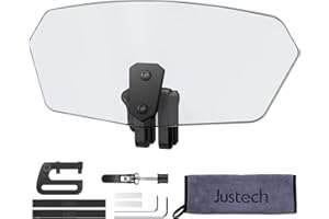 Justech Pare-Brise de Moto Réglable Matériau ABS Pare-Brise de Moto 270 x130 x43 mm avec Petite Serviette 30 × 30 cm pour Plupart des Motos