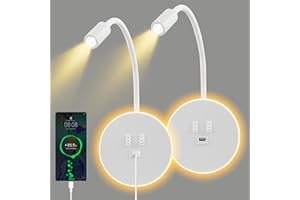 WEIGUDOC Applique murale LED Lampe Col de Cygne Flexible, 3W + 9W Applique de Lecture avec Port de Charge USB et interrupteur, 2 pièces Liseuse Fixation Murale Spot réglable pour Chambres Salon Hôtel (Blanc)