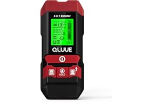 QLUUE Buscador de conductos 4 en 1 y medidor de humedad, detector de pared con pasador de escaneo multifuncional, madera/metal/cable de CA, medidor de humedad de detección de humedad de madera