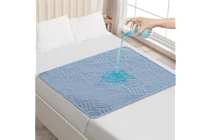 DUJUIKE AlèSes Lavables pour Incontinence avec Ailes, ProtèGe-Matelas ImperméAble, Drap Absorbant RéUtilisable pour Incontinence Et Pipi Au Lit, Dessous AntidéRapant ( (Bleu, 90×135cm)