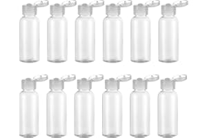 XUMIN 12Pz 30 ml / 1 oz Bottiglie di plastica trasparenti ricaricabili vuote con coperchio a scatto Pratica fiala per lozione per trucco Dispenser portatile da viaggio con piccolo campione per toner