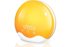 Laliled Lichtwecker,Tageslichtwecker Doppelalarme,Sunrise Licht Wecker mit Sonnenaufgang Sonnenuntergang Simulation,Wake Up Light Wecker Licht mit 5 Alarmton FM Snooze,Nachttischlampe für Kinder