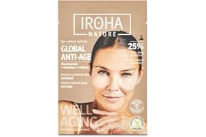 IROHA NATURE - Patch Occhi Anti-Età | Niacinamide, Caffeina e Peptidi | Riduzione Rughe, Linee di Espressione, Borse e Occhiaie | Idratazione con Acido Ialuronico | Vegano e 100% Biodegradabile