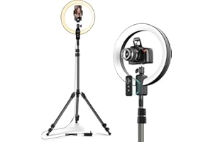 Viozon 12'' Ring Light with Extendable 80'' Tripod, Compatible with 3.5-6.7'' Phone &DSLR,Remote Control,Dimmable LED Selfie Circle Lights for Youtube/Tiktok/Photography/Zoom Meeting