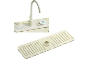 Jastown Alfombrilla de Silicona para Grifo, Almohadilla de Secado de Agua para Cocina,Alfombrilla para Salpicaduras de Grif,baño encimera,protección contra Salpicaduras, Atrapar Gotas (Negro) (Beige)