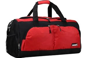 foolsGold Large Sports Holdall Duffel Bag - Black/Red