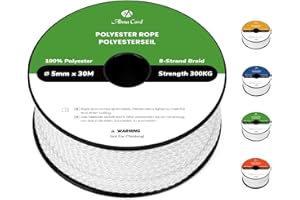 Abma Cord Cuerda Trenzada de Poliéster 5mm x 30m en Rollo - Blanco