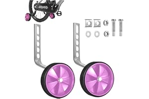 AILELAN Ruedines Bicicleta Infantil Universal, 1 Par Ruedines Bici Rueda Entrenamiento para Bicicletas de Una Sola Velocidad de 12, 14, 16, 18 y 20 Pulgadas, Ajustables Ruedas Bicicleta Bici Ruedines Rosa