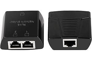 XMSJSIY Divisor Ethernet de 1 a 2 conectores RJ45 para extensor de pareja, adaptador hembra a hembra, divisor LAN con protección contra rayos, 1 par, no utilizar un solo