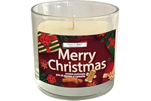 CERERIA DI GIORGIO Bougie en verre parfumée à la canelle et pain d'épice - Collection Christmas - Cire végétale - Diam. 9 cm Hauteur 8 cm