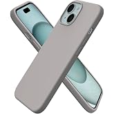 URUCHI iPhone 15 ile Uyumlu Kılıf, İ&ccedil;i Kadife Kaplamalı İnce Sıvı Silikon Tam Koruma Yumuşak Jel Silikon Kapak, Gri