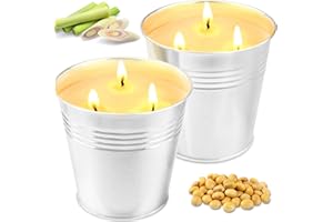 KERCAMKEL Citronella Candle Outdoor Large, 2 x 15 oz Outdoor Candles - Natural Soy Wax Citronella Candle Garden with 3 Wick Citronella Fragrance Candle Indoor Best Gift for Camping Picnic Patio