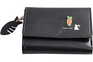 Ronoza Portmonetka damska, portmonetka damska ze skóry PU, mały i w krótkim formacie, portfel damski z wieloma przegródkami, kolor czarny, czarny, 1, Nowoczesny