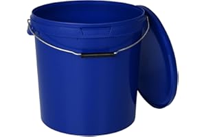 BenBow Seau avec Couvercle 30L Bleu 1x 30 litres - Compatible Alimentaire Stable hermétique étanche Neutre en Odeur - récipient en Plastique avec poignée en métal - résistante aux Fissures - Vide