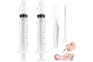 Aolso Seringue Nasale Bebe Professionnel Mouche Bebe Irrigateur Lot de 2 Mouches Bébé Seringue Nasale,Bebe Irrigateur Nasal Manuel avec Nasale en Silicone Nettoyable et Réutilisable