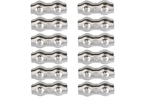 Dtoterul 12 Pezzi 3mm Morsetto per Cavo Duplex Fune Metallica Clip in Acciaio Inossidabile 304 Morsetto a Fascette M3 Clip per Fune Morsetti Serracavo per Funi Metalliche 2mm
