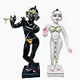 Divine Gifts Marble Dust Iskon Radha Krishna Idol, 14 Inches, 1 Set of 2 Piece (Black & White)