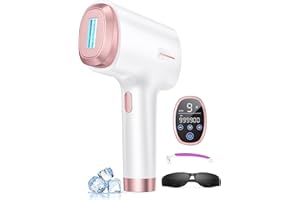 Prettivo IPL Hair Removal Device Ice-Cooling System, Laser Hair Removal Device with 3-in-1 Functions, 9 Energy Levels, 999900 Flashes, IPL Laser Hair Remover for Facial Bikini Arm Leg Body