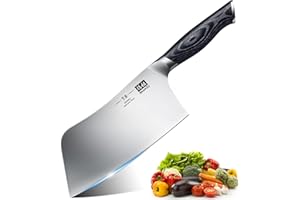 SHAN ZU Cuchillo de Chef, 7 pulgadas cuchillo de carne afilado, picador de verduras, cuchillo de cocina profesional de acero inoxidable con mango de madera K133