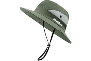 SEYUFN Chapeau Femme Soleil Outdoor Summer Chapeau Randonnée Protection UV Chapeau De Brousse Queue De Cheval en Maille à Large Bord pour La Randonnée