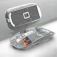 Azonee Wireless Bluetooth Mouse, Tri-Mode (BT1+BT2+2.4G) USB C Rechargeable Computer Mouse, Full Transparent Portable Silent Mouse with USB Receiver for Laptop (Grey)