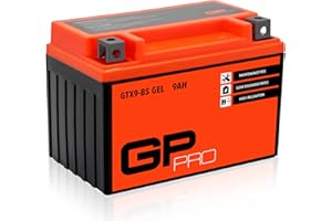 GP-PRO GTX9-BS - Batería de arranque para scooter y motos, 12V, 9Ah, parecido a YTX9-BS / 50812, sin necesidad de mantenimiento