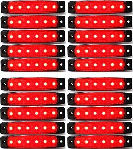 20 x 24 V LED côté arrière marqueur Rouge lumières Camion Remorque Chassis Camper