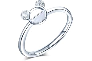 Yumilok Anillo de plata 925, ajustable para mujer y niña, anillo de compromiso abierto, lindo anillo de oso, anillo de bodas, tamaño ajustable, fritillary con incrustaciones