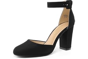 DREAM PAIRS Womens High Heels Closed Toe Court Shoes Block Ankle Strap Ladies Sandals for Wedding Angela