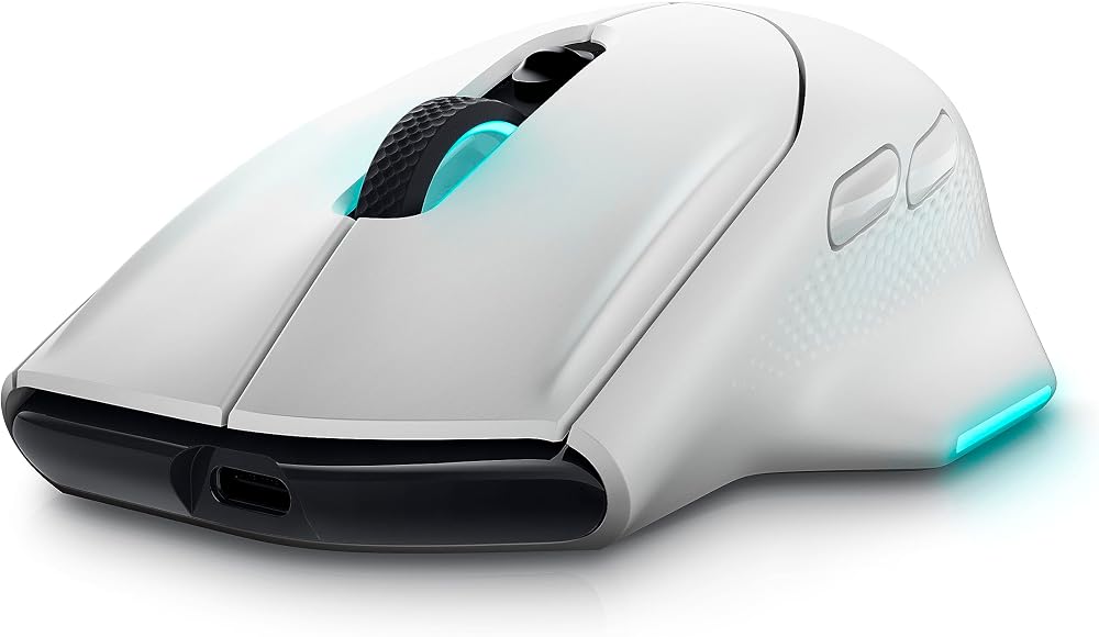 Alienware Oyun Faresi AW620M, 1 x USB Tip A, 140 Saat Pil Ömrü | 26000 dpi, 1000 Hz polling hızı, 7 programlanabilir tuş, 16,8 milyon AlienFX aydınlatma, 99 g, 7,78 × 13,15 × 4,15 cm