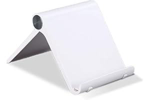 SANTER LABS Soporte Universal Reforzado Ajustable para Móvil Lector Libros Electrónico Tablet 4”-10.4” Multiángulo 0-100 Grados Diseño de Mesa Compatible con Apple (iPhone-iPad) Samsung Huawei Xiaomi (BLANCO)