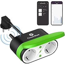 GreenSun Presa Smart WiFi con Monitoraggio Energia, Presa Intelligente 15A 3600W Controllo Remoto, Funcione Timer, Compatibile con Alexa, Google Assistant, 2,4Ghz, 2 Pezzi