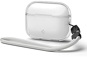 Spigen Liquid Crystal Hülle für AirPods Pro 3. Generation (2025), TPU-Schutzhülle mit silbernem Lanyard - Kristallklar